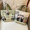 Panda Canvas Bento Handbag - Portable Student Tote and Commuter Zipper Bag