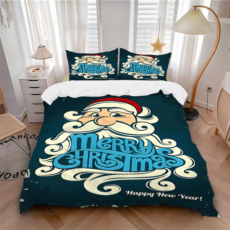 

3pcs bedding set Christmas New Year Includes 1 Comforter + 2 Pillowcases, Without Pillow Inserts, Soft Comfortable, Lightweight Breathable, 135x200cm
