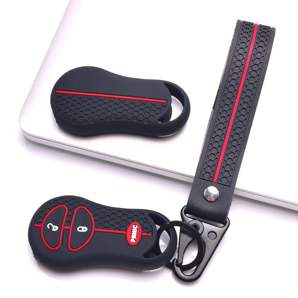 Key Fob Cover for Jeep Cherokee Durango Grand Liberty Dakota Caravan with Keychain Anti-Scratch Surface Shockproof Structure Soft Grip Texture