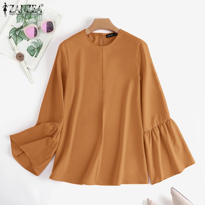 

ZANZEA Лето Свободная Повседневная O-образный вырез Flare Рукав Блузка