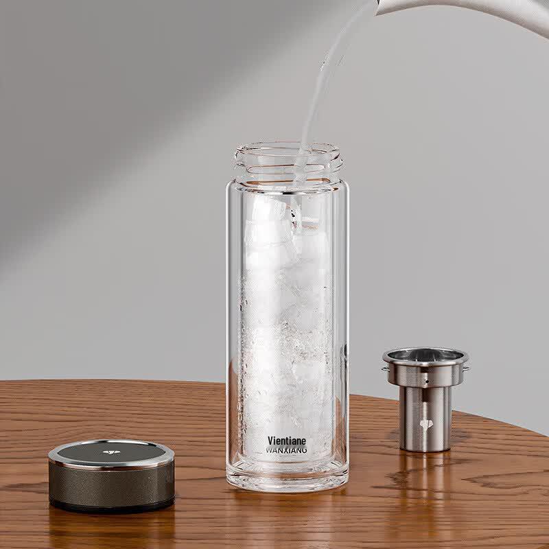WANXIANG Double-Wall Glass Tea & Water Bottle