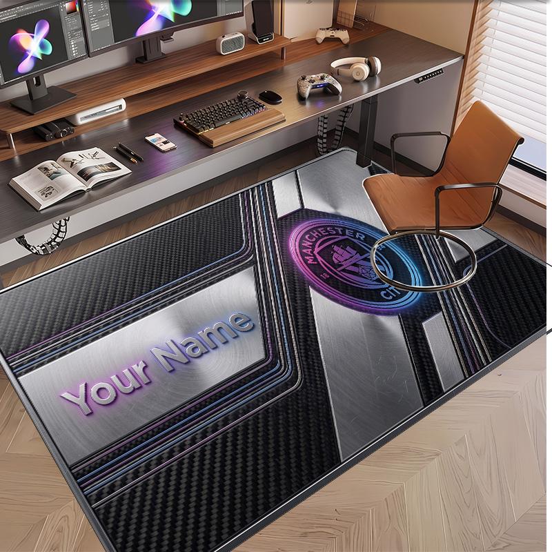 Personalized Crystal Velvet Carpet Manchester City Pattern Non Slip Floor Rug