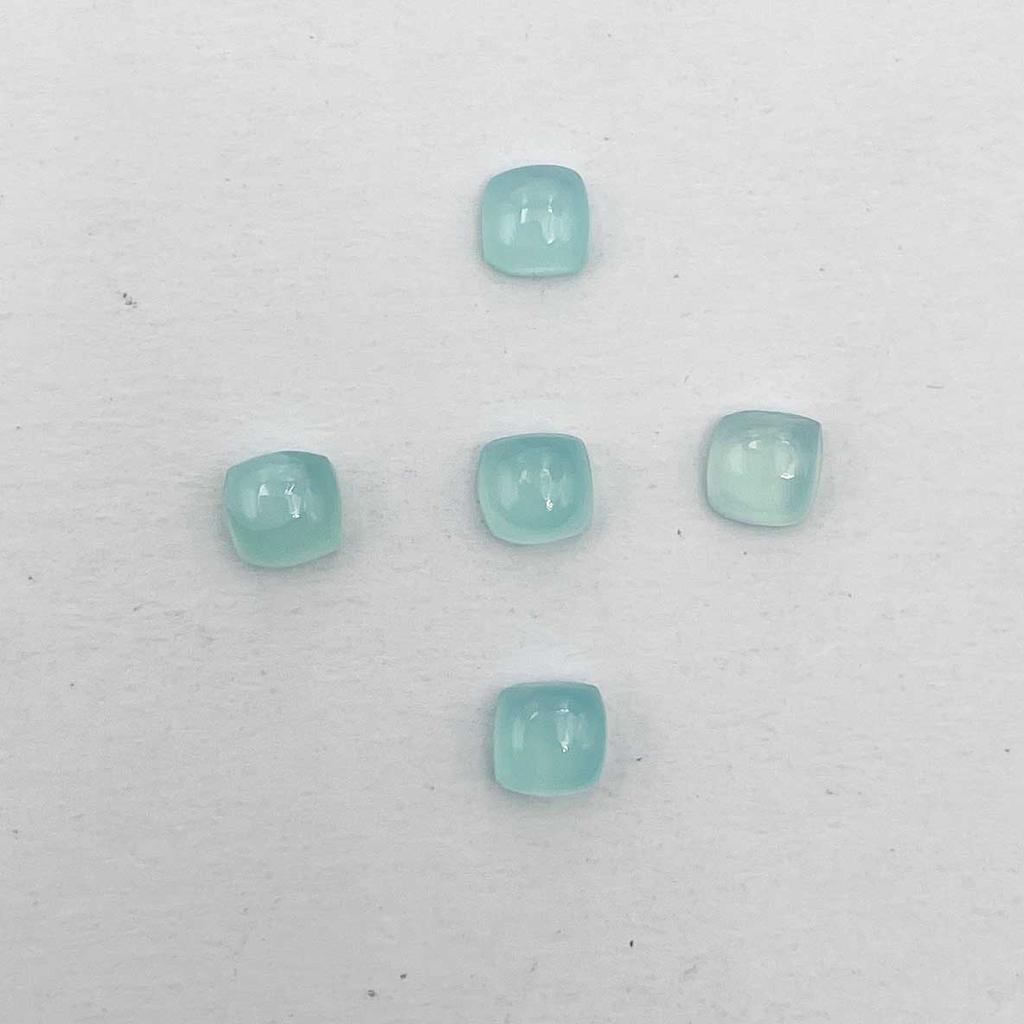 Natural Aqua Chalcedony Squre Cushion Cabochon Loose Gemstone Lot 49 Pcs 5 MM 36 CT For Jewelry Making