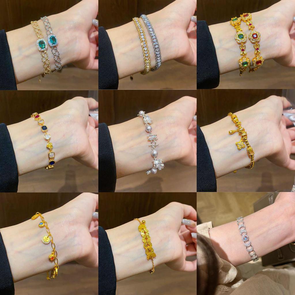 Korean Style Shiny Zircon Flower Buckle Bracelet: Light Luxury, High-End, Fashionable Bangle for Women