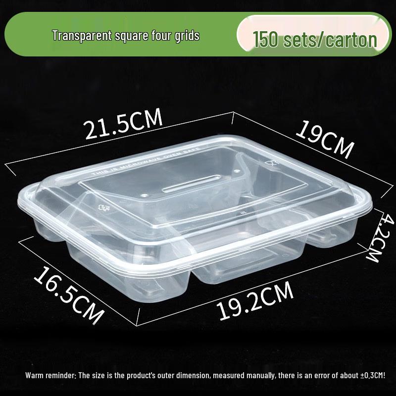 WSM-4FG Disposable 4-Compartment Square Food Container