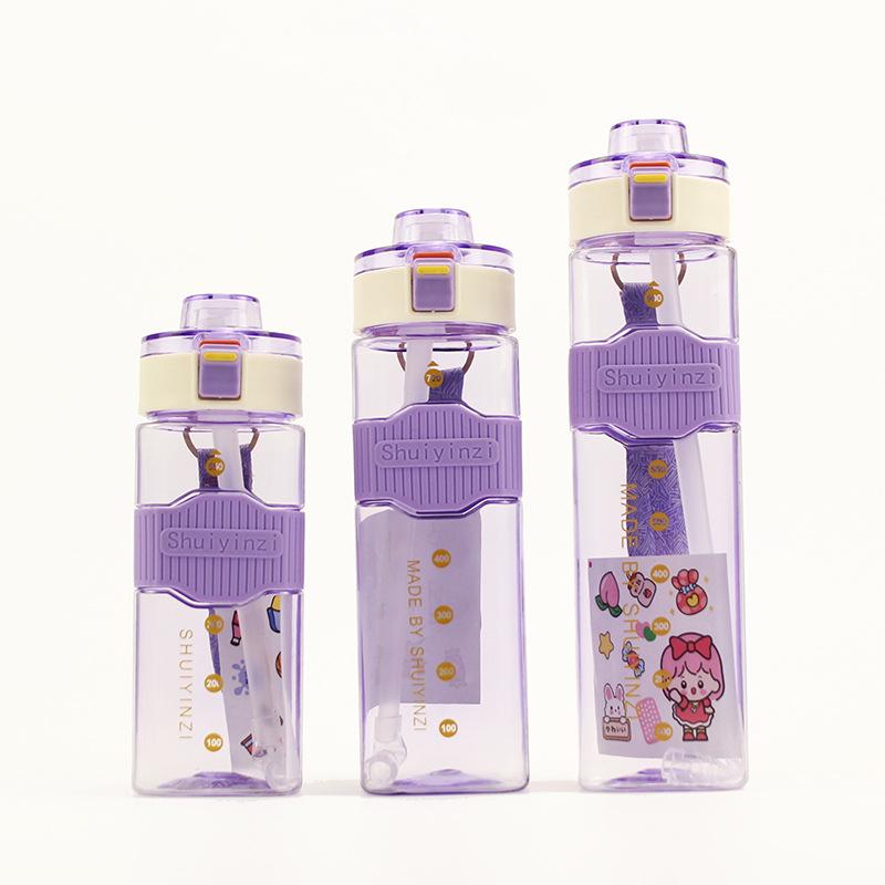 Wholesale Customized Clear Portable Plastic Drink Bottle Leak-proof Water Bottle New Square Plastic Water Bottle 550ml фиолетовый