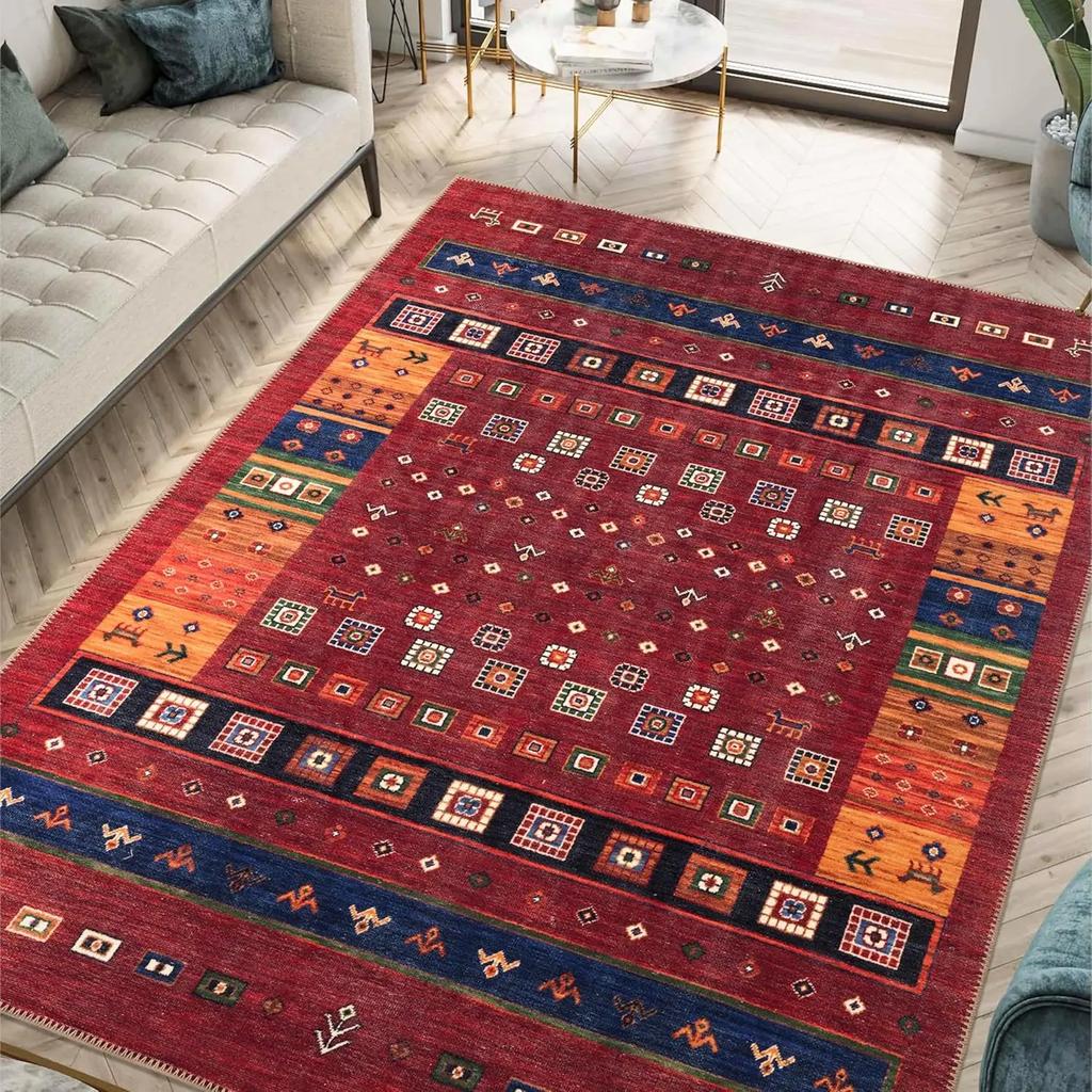 Luxurious Red Vintage Print Carpet Elegant Non Slip Rug for Living Room Bedroom Classic Floor Mat Home Decor Easter Festivals