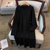 Plus Size Women's Loose Long Sweater Dress, Bust 150/160, 200/350 Jin, Round Neck, Style 8093