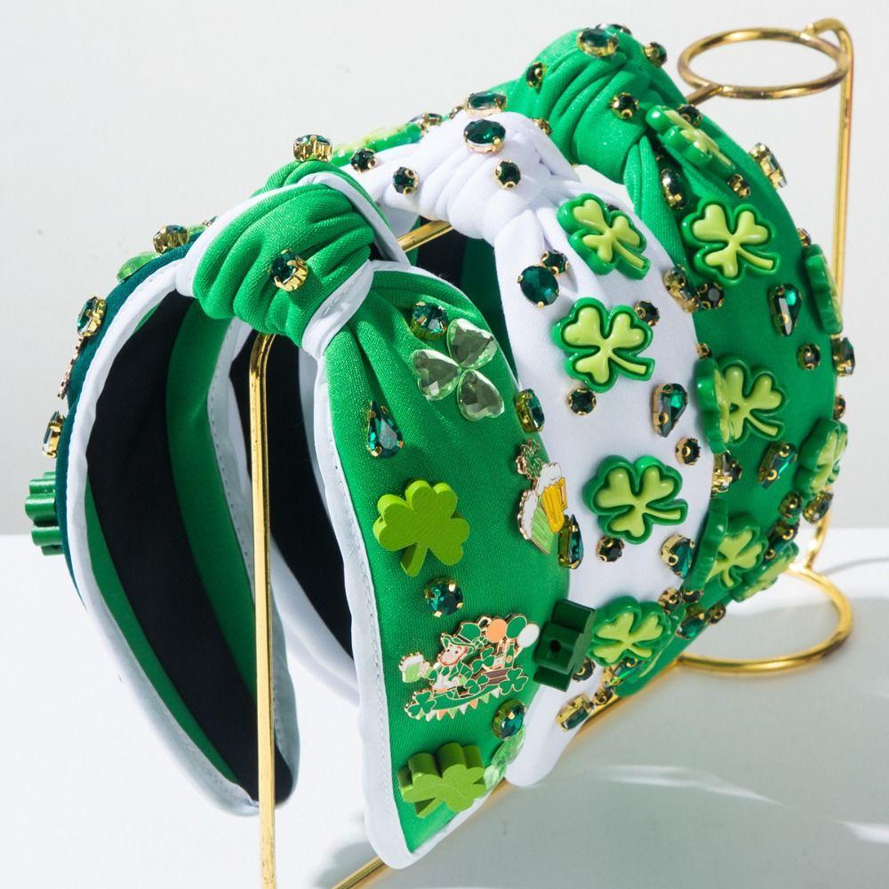 

Clover Headbands Rhinestone Hair Hoop New Hair Bands St. Patrick s Day C