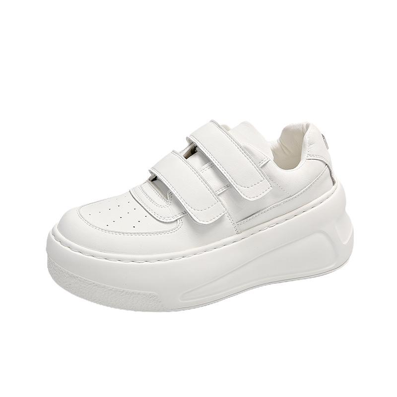 Versatile Velcro Little White Shoes Women's Autumn New Thick Baseplate Shoes Heightening Cake Pine Sports Casual Shoes