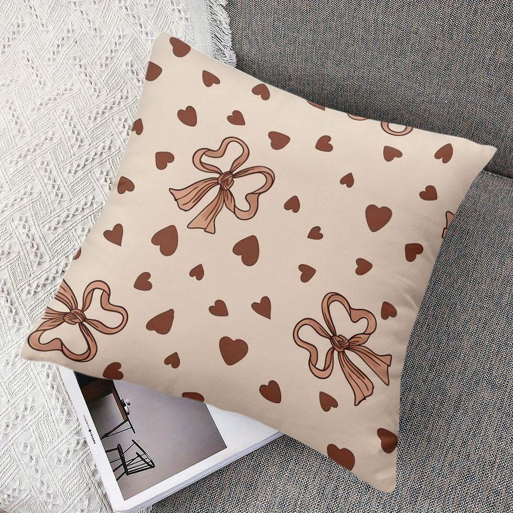 Blush Bow square Jacquard Pillow Cover for Sofa Office Waist Cushion Cover Home Decorative Pillowcase