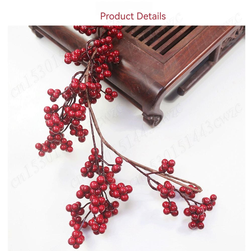 Artificial Red Berry Garland Christmas Decor Anti-scratch Xmas Wreath Easy Setup New Year Party Outdoor Winter Wall Ornaments