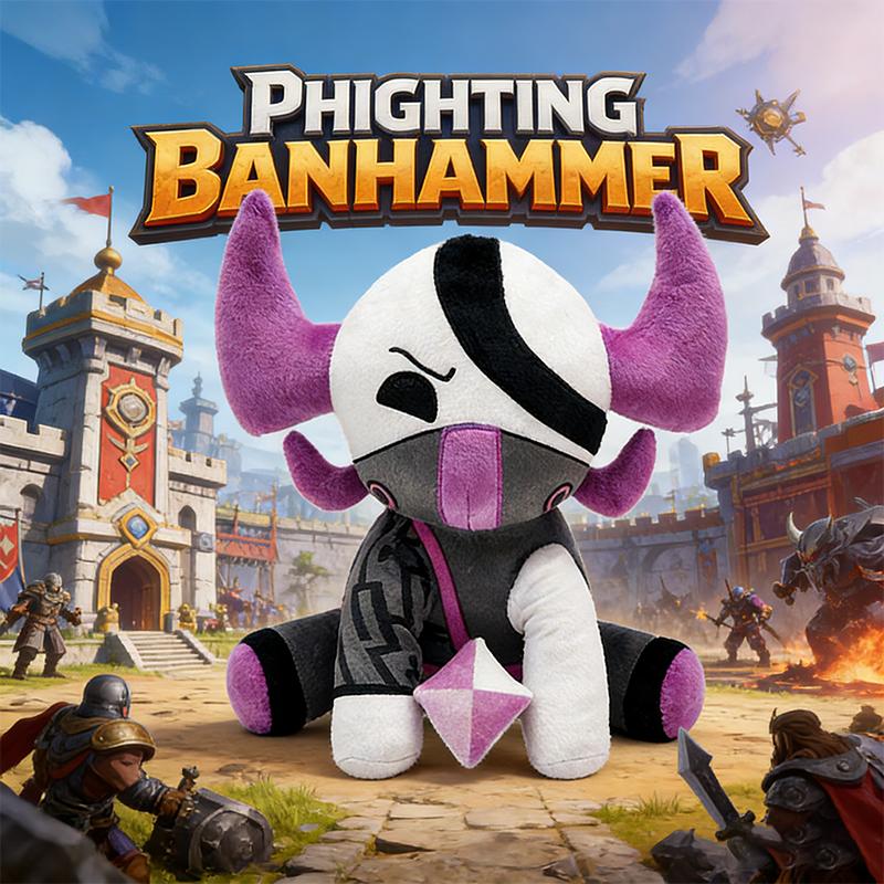 25/26/28CM Game PHIGHTING Banhammer Plush Toy Medkit Purple Pink Devil Demon Collectible Game Anime Figure Accessories Pillow Kid Gift