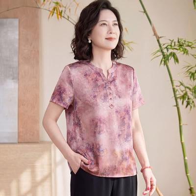 Elderly Women's Casual Short Sleeve Summer Shirt