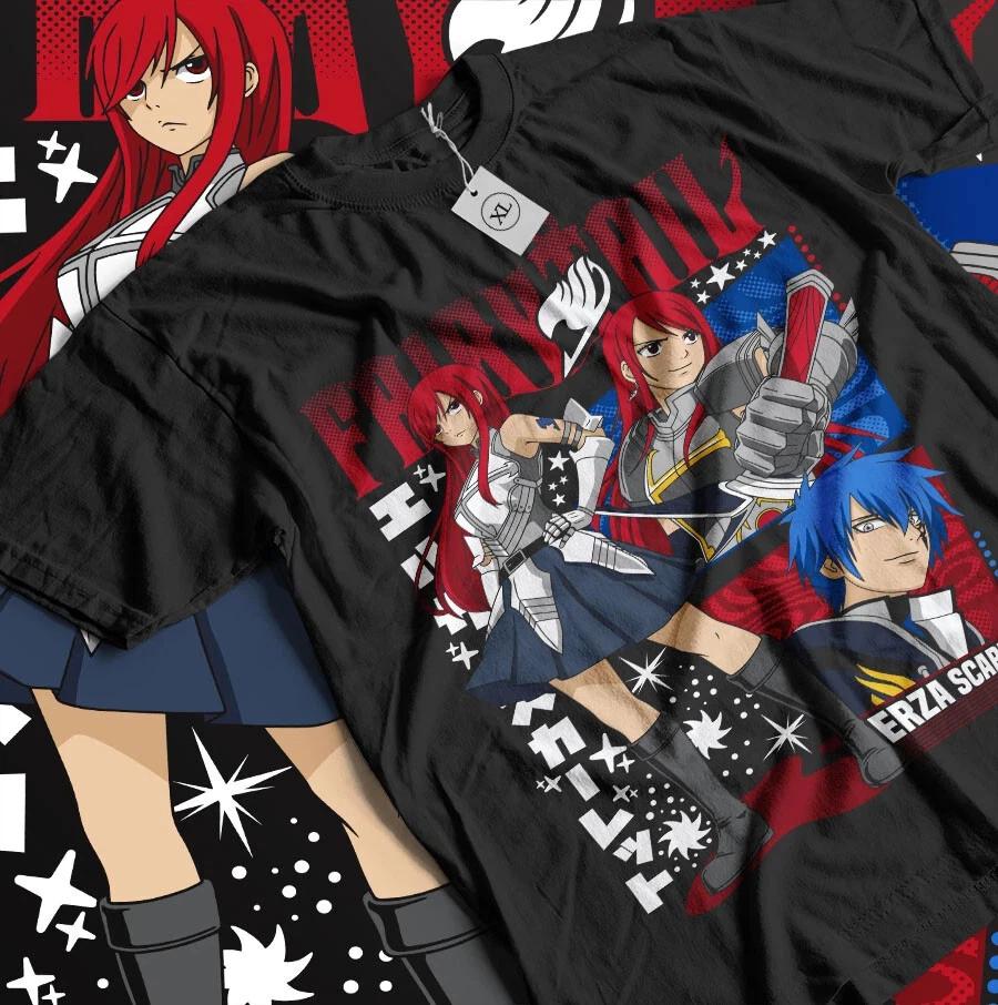 Erza Scarlet Tshirt Fairy Tail Gray Fullbuster Gajeel Happy Tshirt White S
