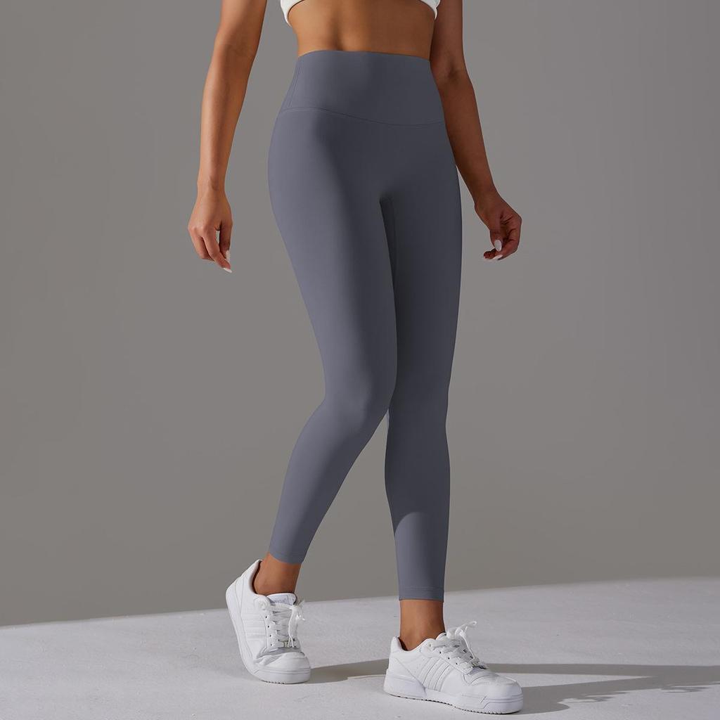 Nude Skin-friendly Yoga Pants Women Without Awkward Line High-waisted Bottoms To Lift The Buttocks Elastic Fitness and Sports Nine-minute Pants