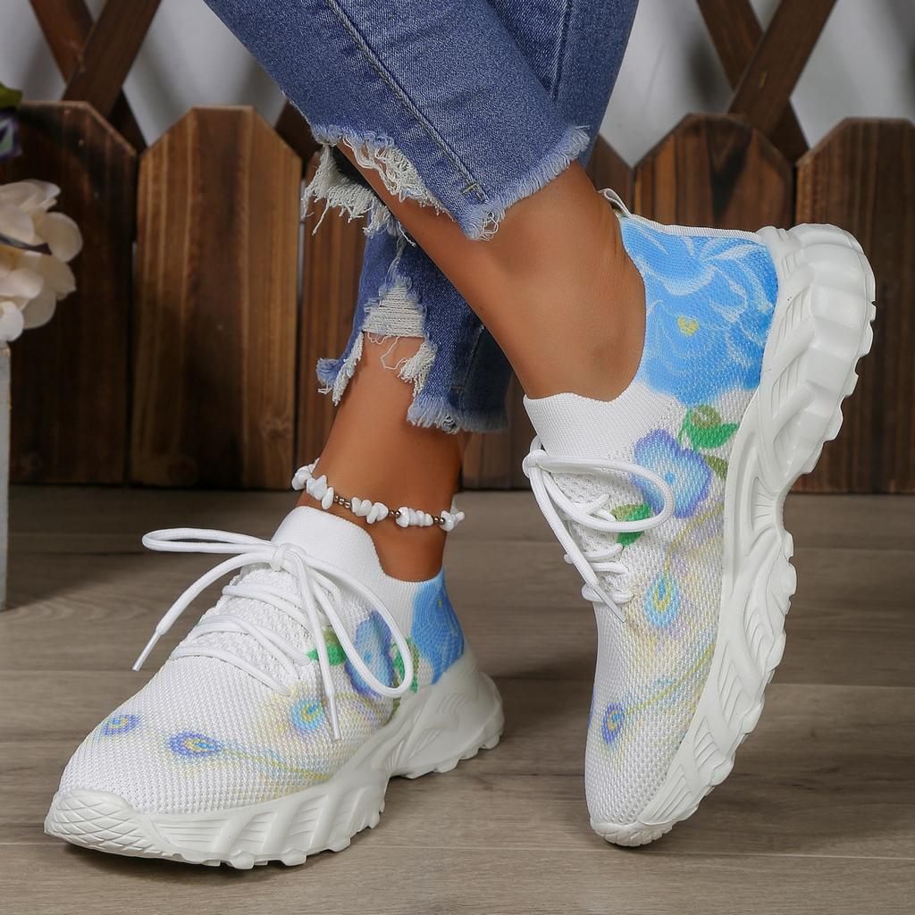 Comfort Casual Women's Shoes Fashion Soft Sole Breathable Print Flower Flat Shoes for Women