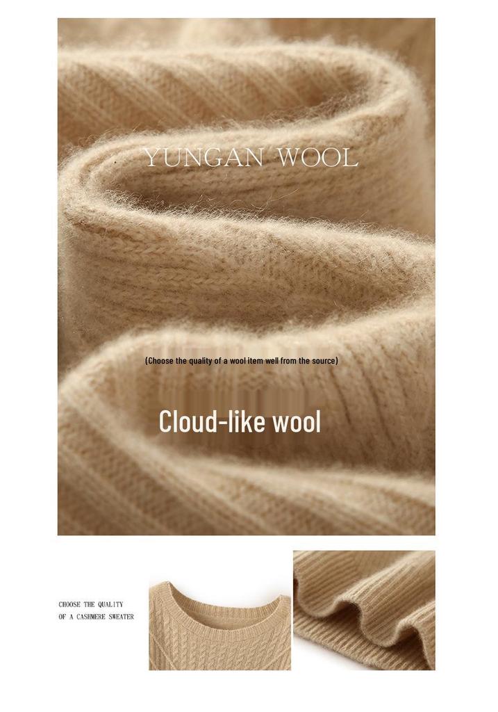 Women's Pure Wool Loose Knit Sweater - Versatile Lazy Style Base Layer Top