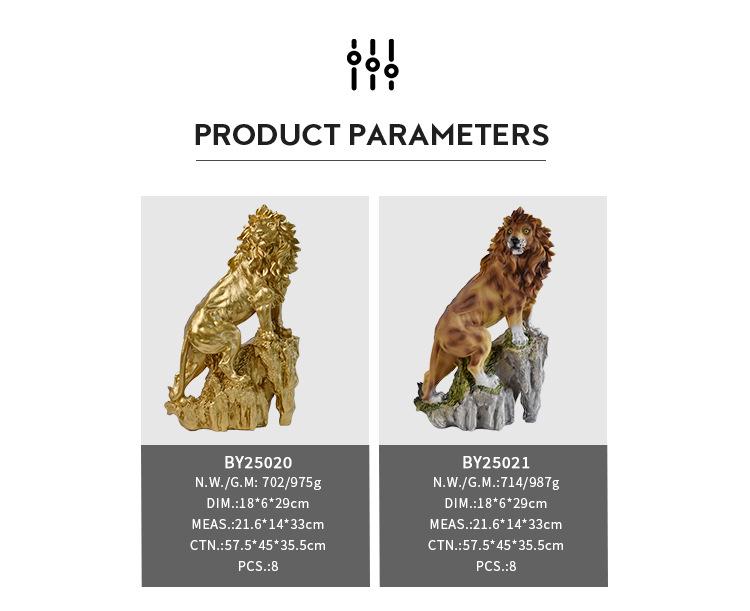 Modern Chinese Resin Lion Ornament for Office and Living Room Decor