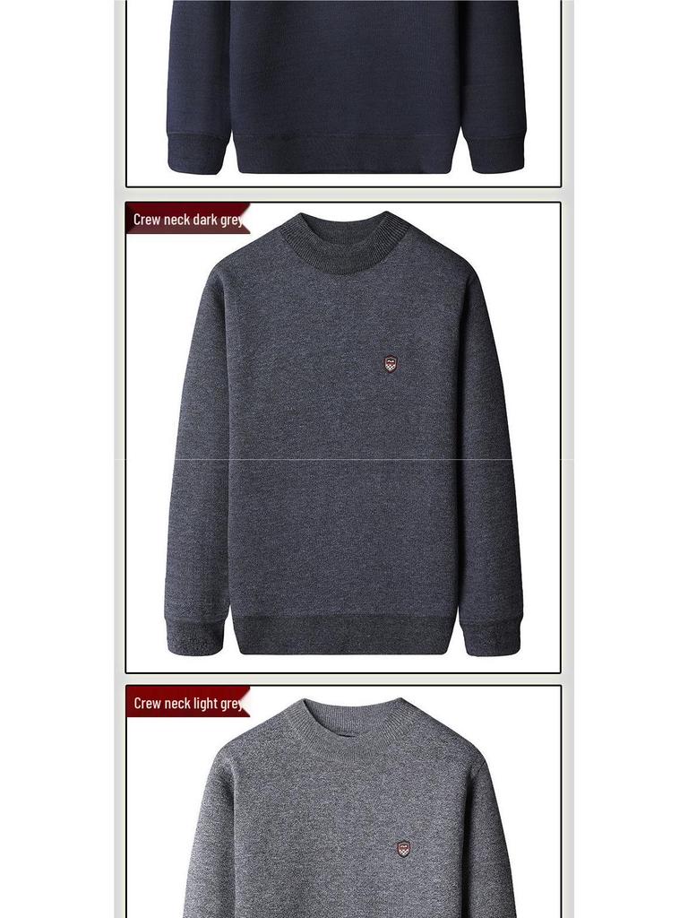 Dad's Velvet-Lined Winter Sweater: Warm and Thick Cardigan for Middle-Aged and Elderly Men