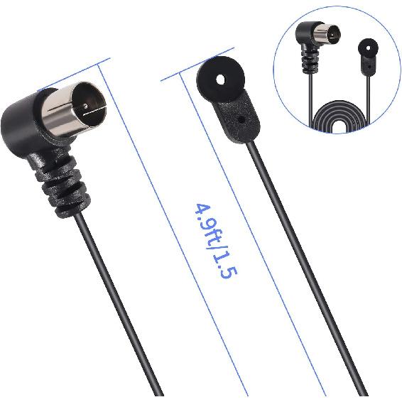 Stereo Alıcı için İç Mekan FM Anteni - 3 Konektörlü 75 Ohm F Tipi Erkek Koaksiyel Kablo - Ev Sineması, FM Sistemi, Ses Sistemi ile Uyumlu -