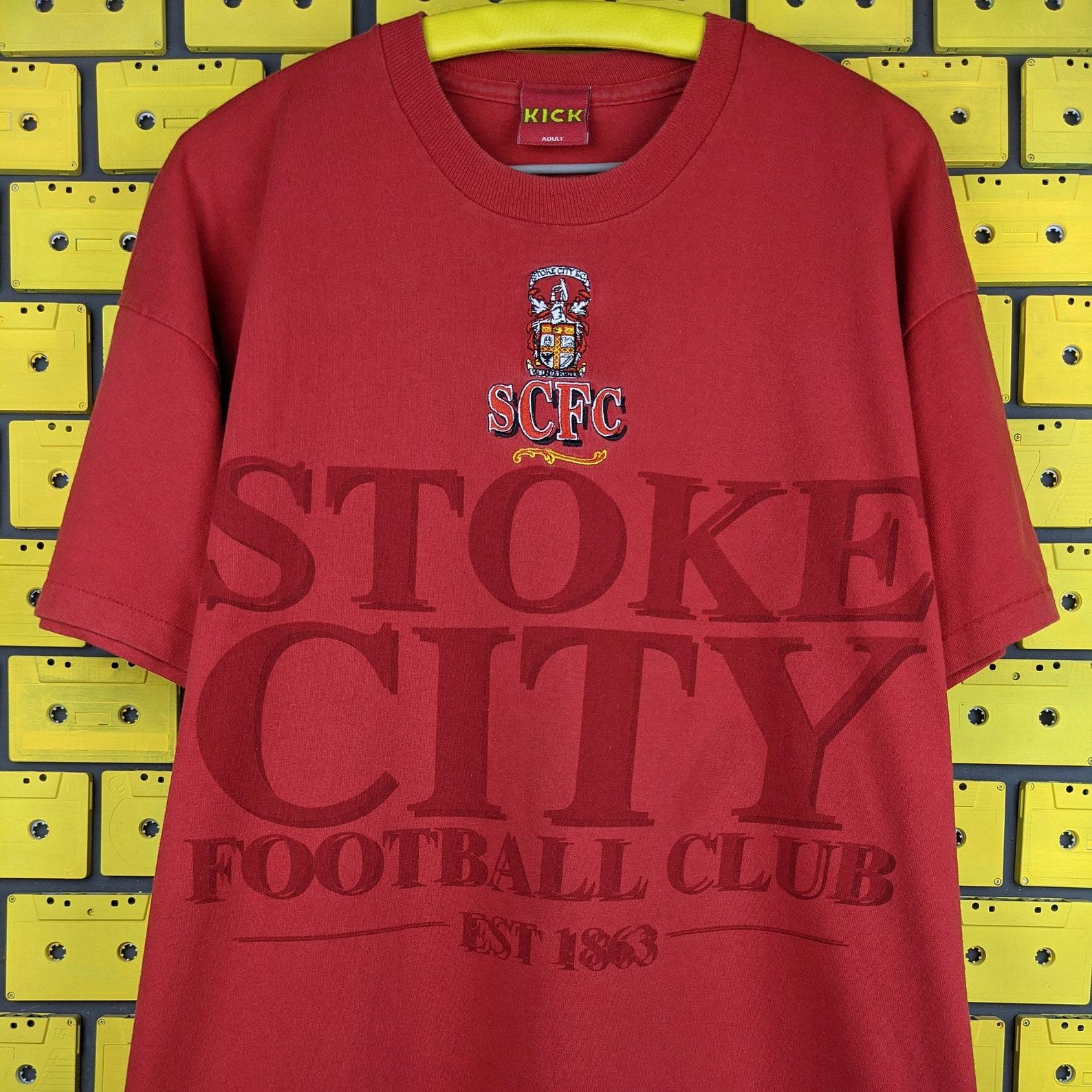 Vintage 90s FC Stoke City T shirt English Football Soccer Club Merch Tee Size XL S
