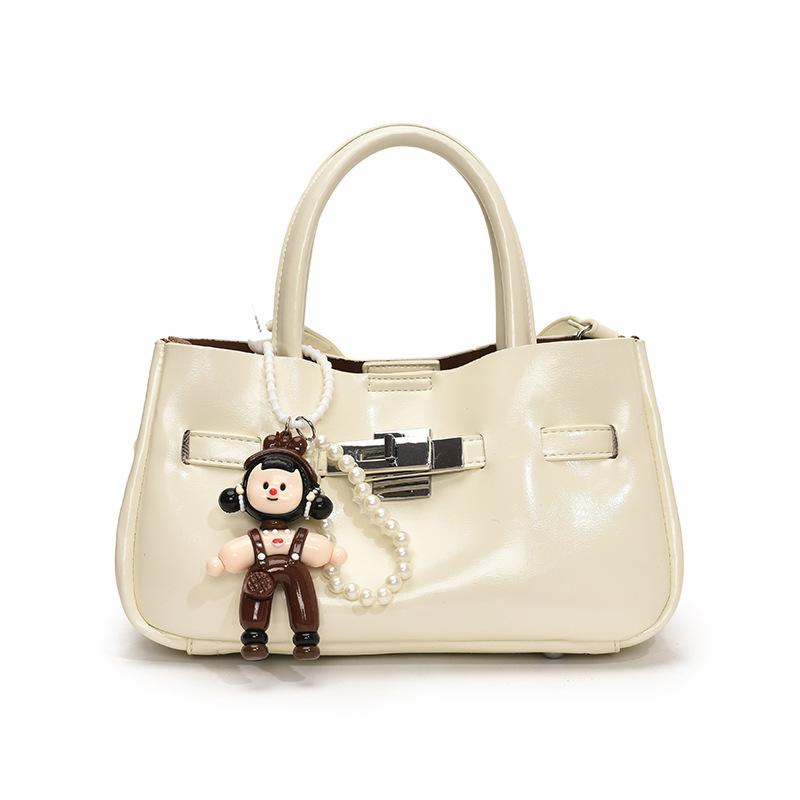 

Fashion niche portable small square bag new simple and beautiful shoulder bag texture trendy messenger bag Without pendant білий