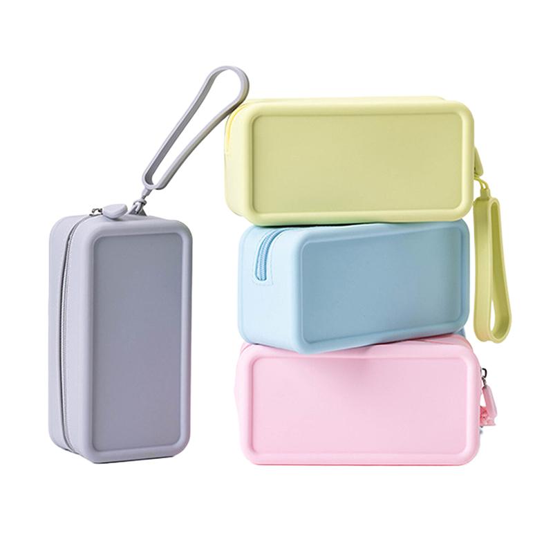 Portable Silicone Coin Purse Waterproof Zipper Travel Pouch Large Capacity Solid Color Earphone Bag Students