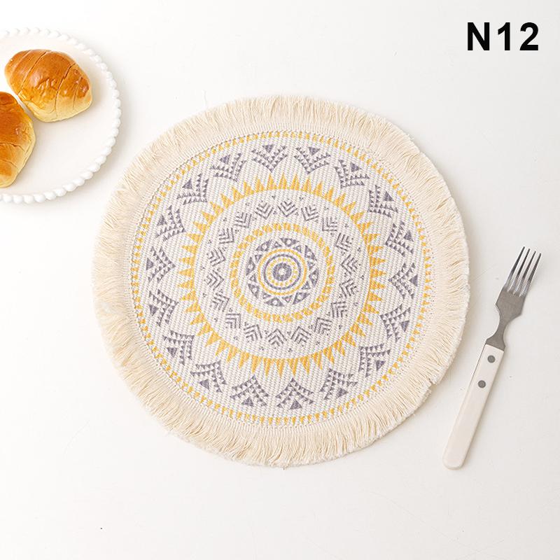 M-Round Placemat Cotton Tassel Antiskid Dining Table Mat Absorbent Insulation Dish Pad Desk Decoration And Accessories Plate Mug