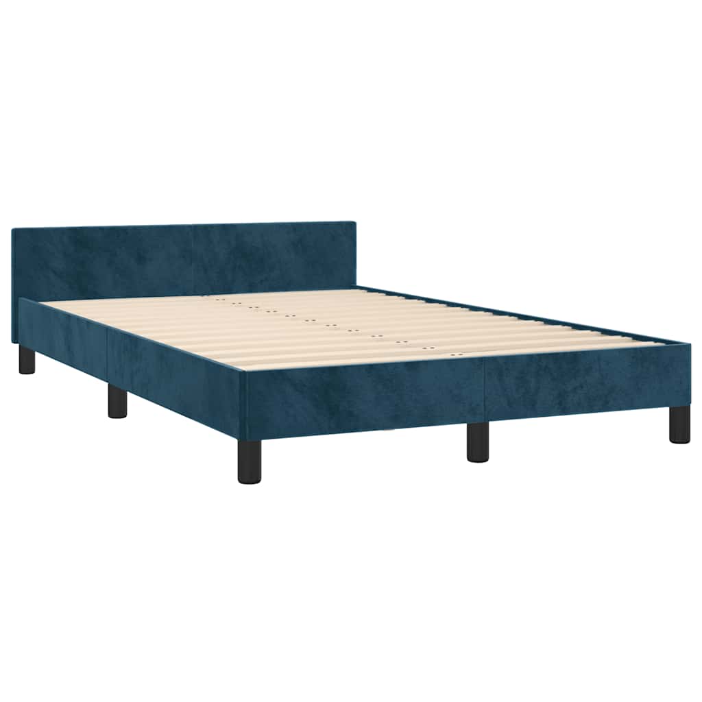 Bed Frame without Mattress Dark Blue 120 x 190 cm Velvet