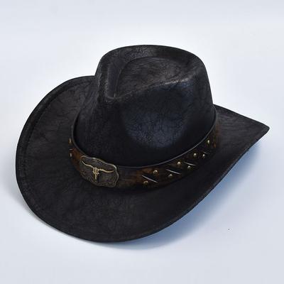 Herren Damen Western Cowboyhüte Kunstleder Vintage Gentleman Cowgirl Jazzhüte Sombrero Hombre