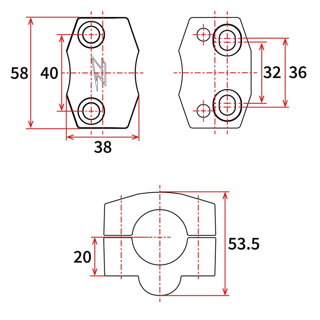 ZETA RACING UX3 Handlebar Clamp Kit To Universal 22mm F4582 Part Dirt Freak (22.2mm 28.6mm) - Fit, Lift, (Formerly Number ZE32-1200) -
