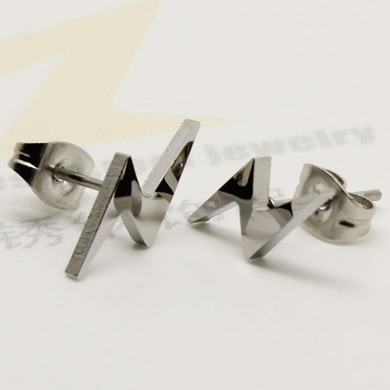 Versatile Stainless Steel Lightning Stud Earrings – High-End Ear Jewelry, Made to Order