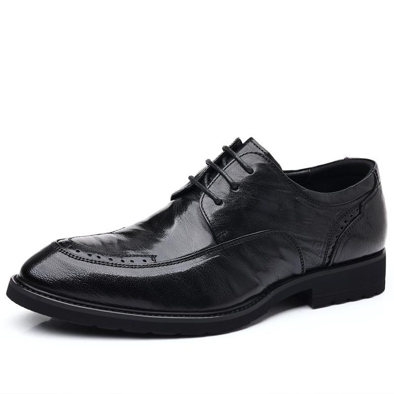 Men'S Leather Shoes Business Dress First Layer Sheepskin Men'S Shoes British Style Casual Shoes Groom Wedding Shoes Genuine Leather