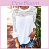 Elegant Chiffon Lace Blouse Loose Fit Pullover Long Sleeve T-shirt For Women