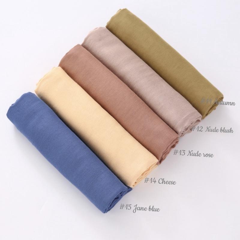 32Colors Modal Polyester Hijab Scarf Two Line Stitching Muslim Long Scarves Light Weight Soft Turban Shawl Solid Scarves