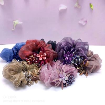 Silk Yarn Elastic Hair Bands Rhinestone Scrunchie Coletero Lazo Pelo Mujer   Scrunchies  Accesorios Para El Cabello  Hair Ties