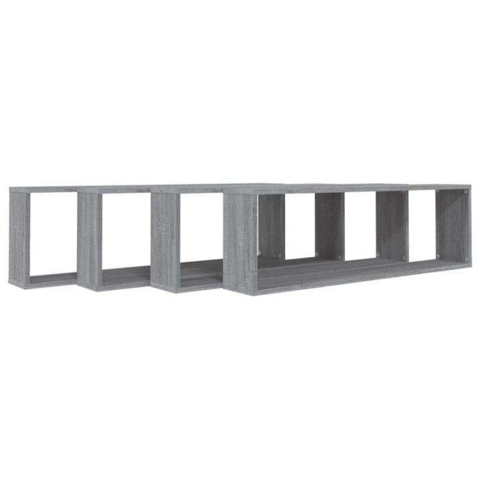 815910 vidaXL Étagères murales cube 4 pcs Sonoma gris 100x15x30 cm Bois
