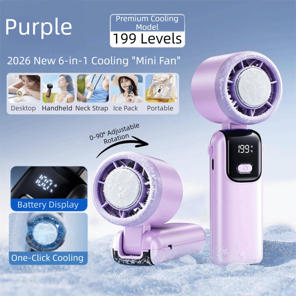 Hangable Handheld Fan 100 Speeds Desk Fan New Ice Cooling Fan  Outdoor