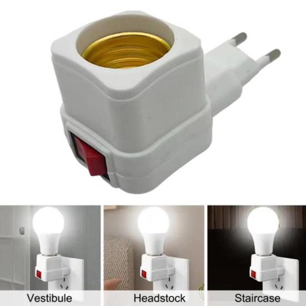 1PC E27 EU Plug Lamp Light Holder Base Socket Converter Adapter with Control Switch