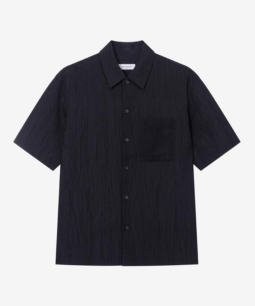 MINDBRIDGE [Couture] Crease Oversized Short Sleeve Pleated Shirt - 2 Colors