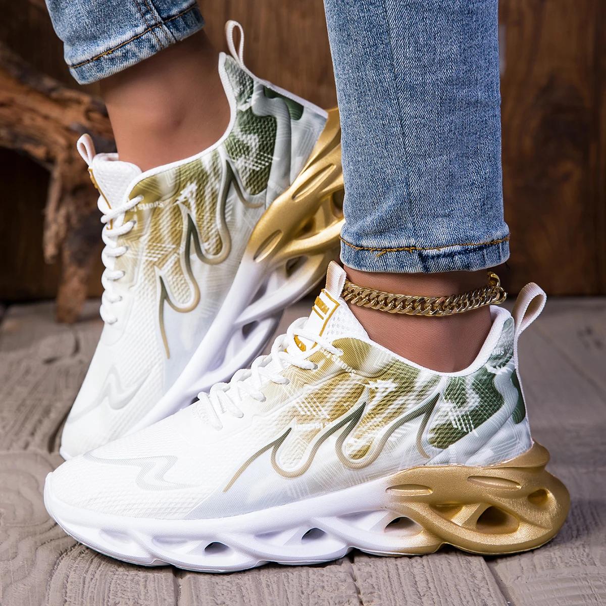 

YRZL Женские кроссовки Легкие Летние Женские Повседневные Спортивные Туфли Мужские Дышащие Кроссовки для Бега Ходьбы Теннисные Женские Туфли 36 золотой