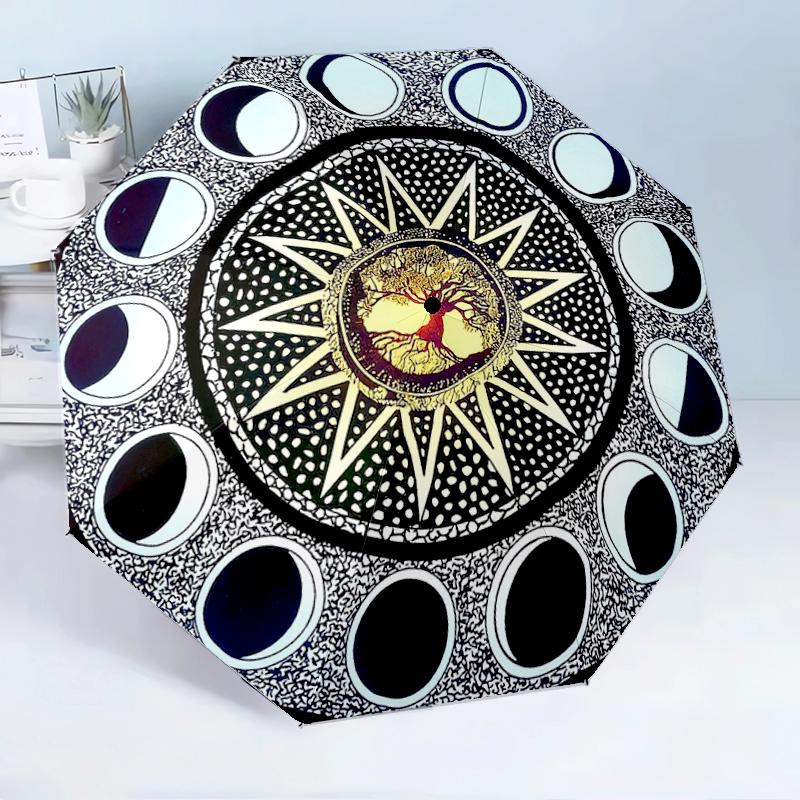Celestial Moon And Stars 8-Frame for Travel, camping, Casual Lightweight Portable Umbrella, Essential for every family Holidays Birthday Gift