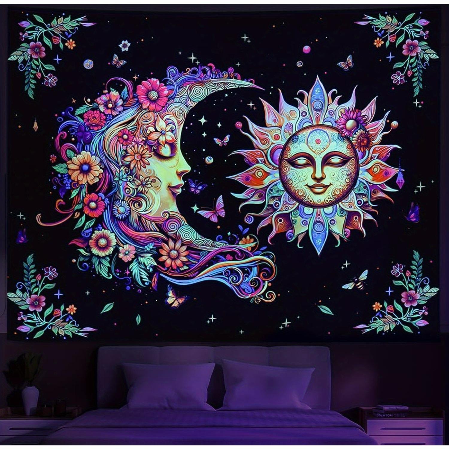 Sun and Moon Tapestry Vibrant Celestial Wall Art for Bedroom or Living Room Large Decorative Hanging Add Mystical Charm 74x94cm(29x37in)