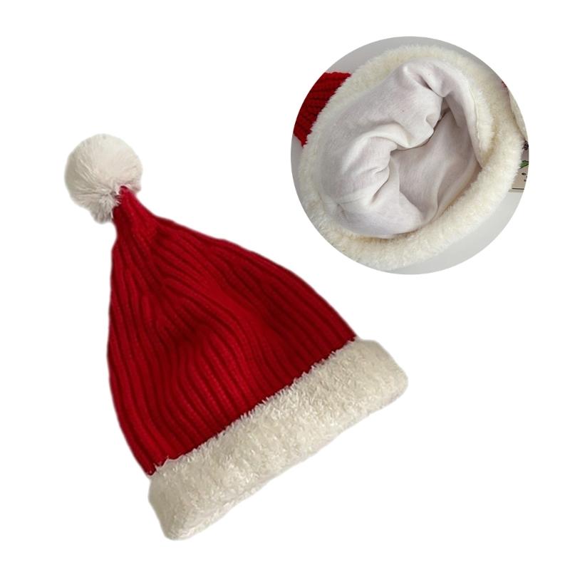 Stylish Knitted Santa Hat Cute Christmas Beanie for Children Soft & Comfortable Winter Headwear Lightweight Hat Wools
