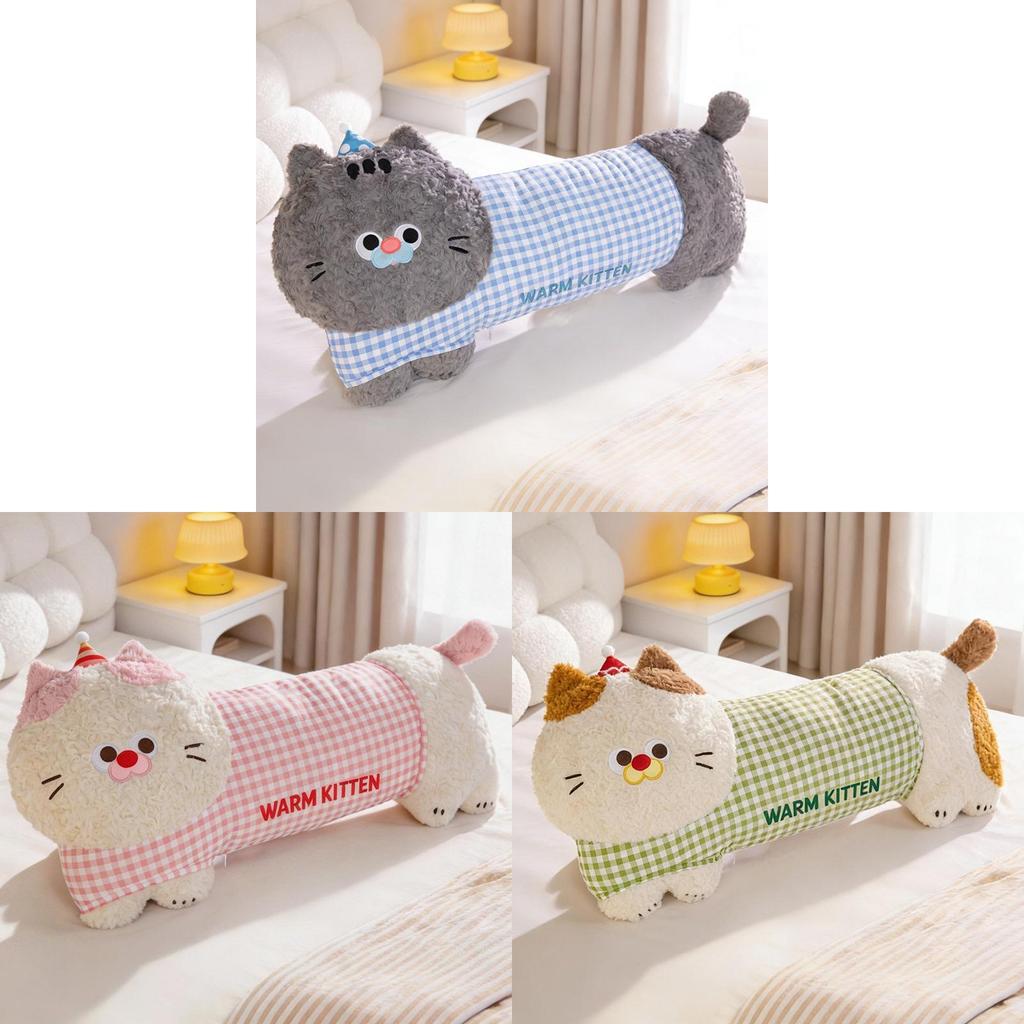 Cartoon Cat Plush Pillow With Removable Washable Cover For Bedroom Comfort And Relaxation