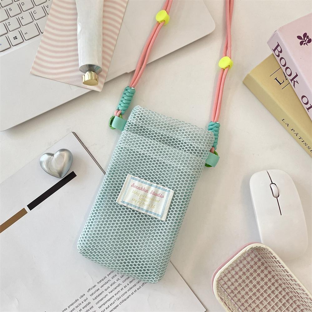Sweet and Fresh Mobile Phone Bag for Women 2025 Summer New Style Cute Mini Shoulder Bag Crossbody Mesh Portable Cosmetics Bag