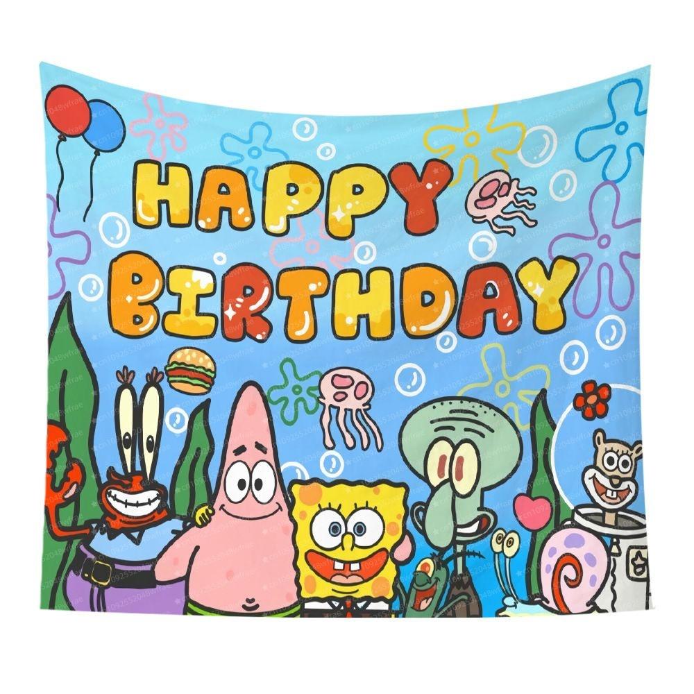 SpongeBob Octopus Brother Cartoon Hanging Cloth Bedroom Wall Decoration Background Cloth Cute and Funny Tapestry