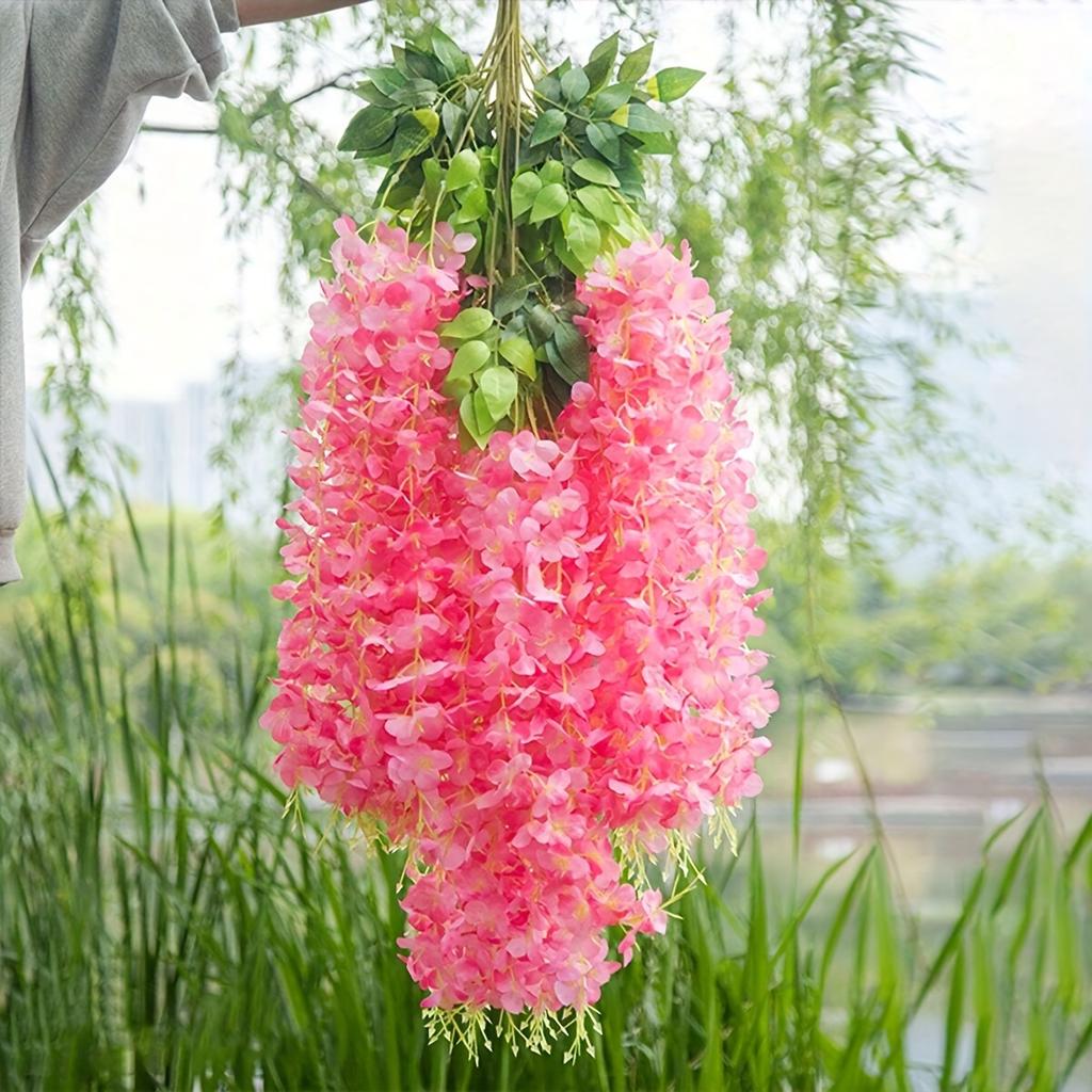 12pcs-Wisteria Home Decoration, Artificial Flower Vine Belt, Shopping Mall, Wedding Decoration, Arched Vine Atmosphere Layout