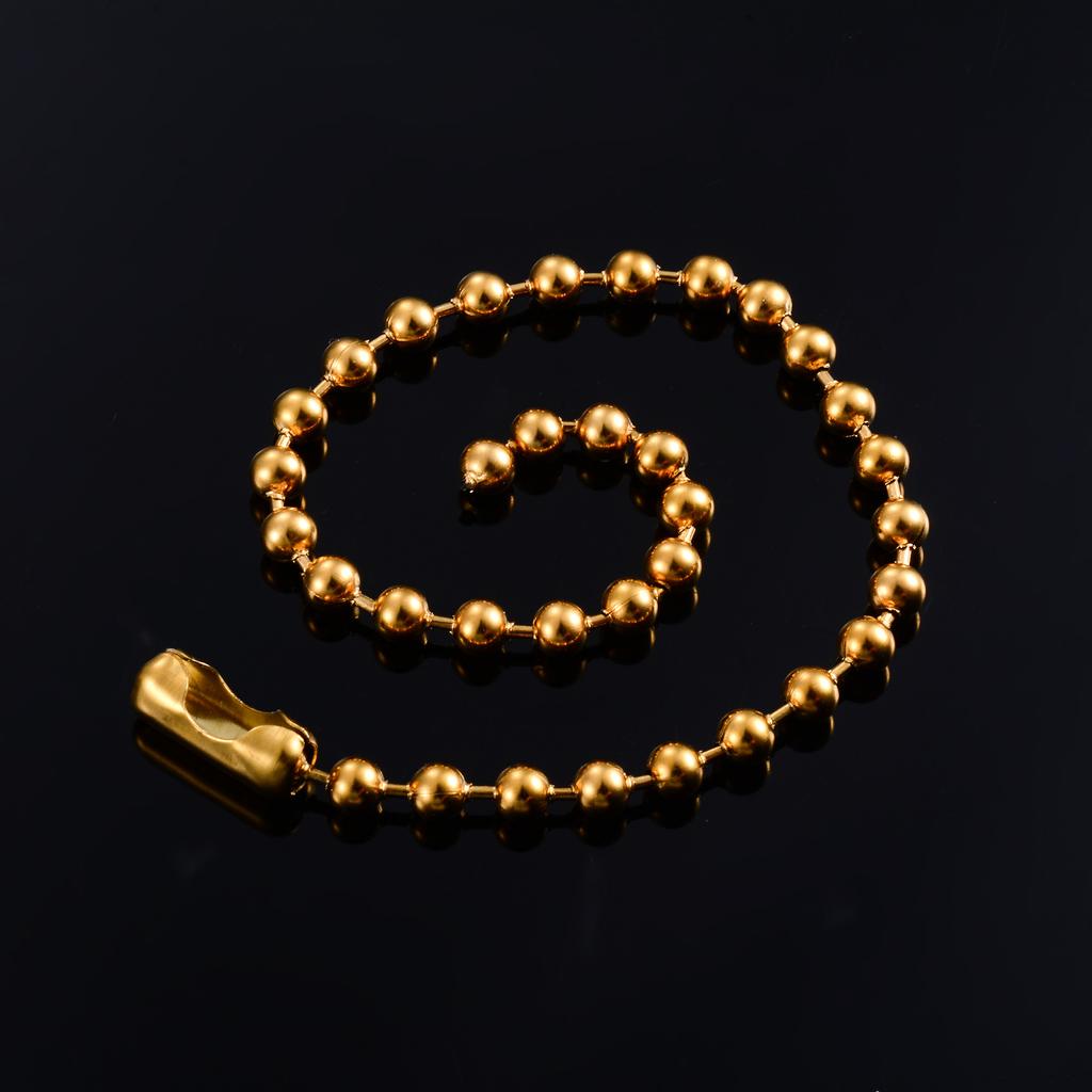 Gold Plated Stainless Steel Bead Bracelet for Women Girl Anklet Link Foot Hand Chain Ball Round Rolo Jewelry Accessories